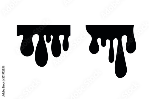 Black paint or ink drips. blots for graphic design