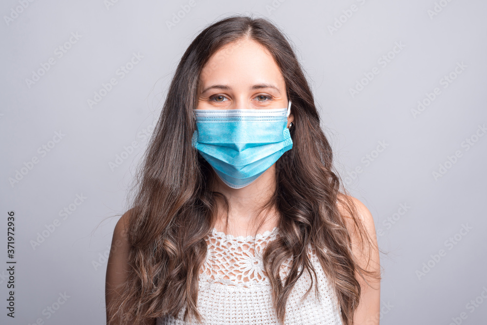 close up portrait of young woman wearing medicinal mask. close up portrait of young woman wearing medicinal mask.