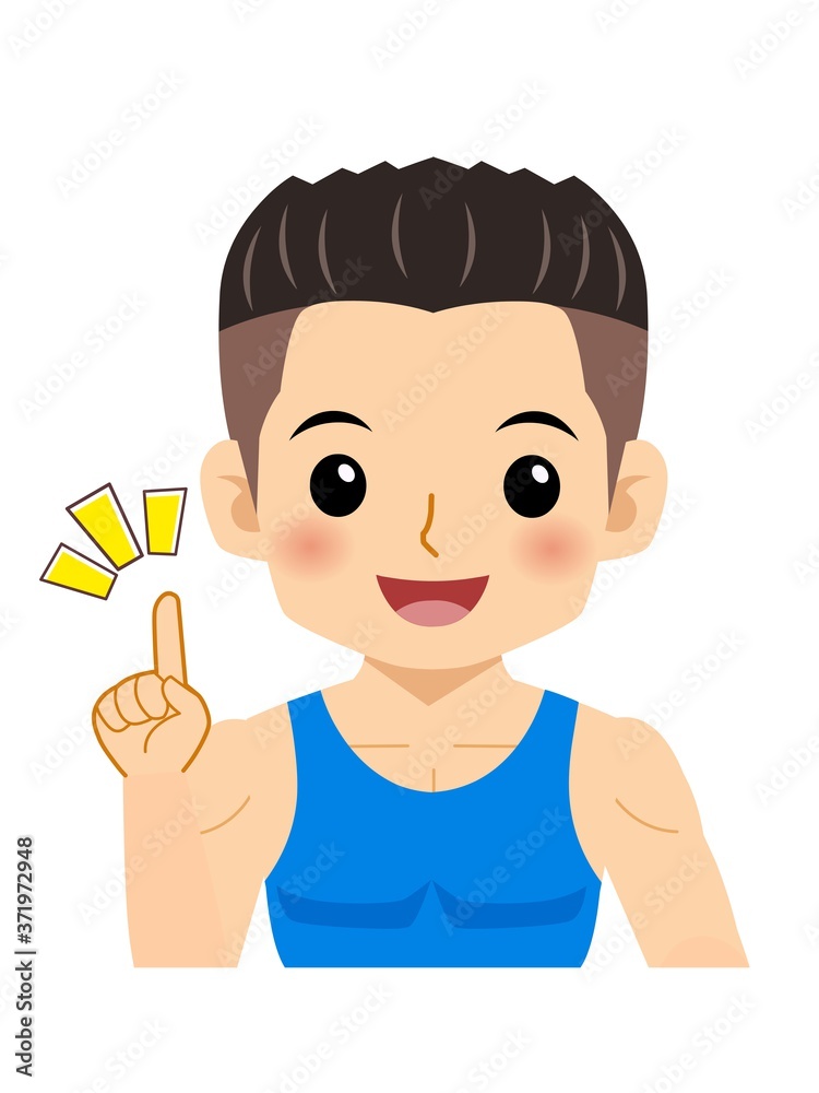 青いタンクトップの男の子