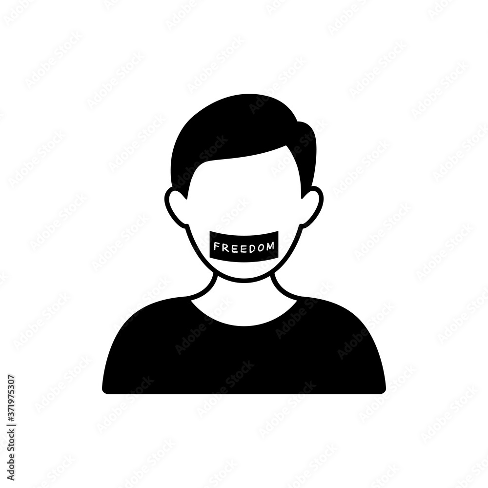 Man sign vector icon with freedom word Man sign vector icon with freedom word