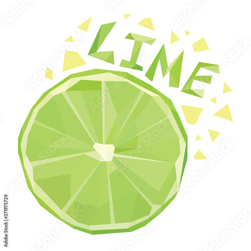 Low poly lime on white background. Poligonal vector illustration.
