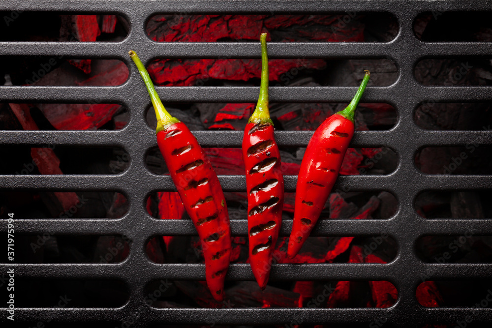 Hot grilled chili pepper