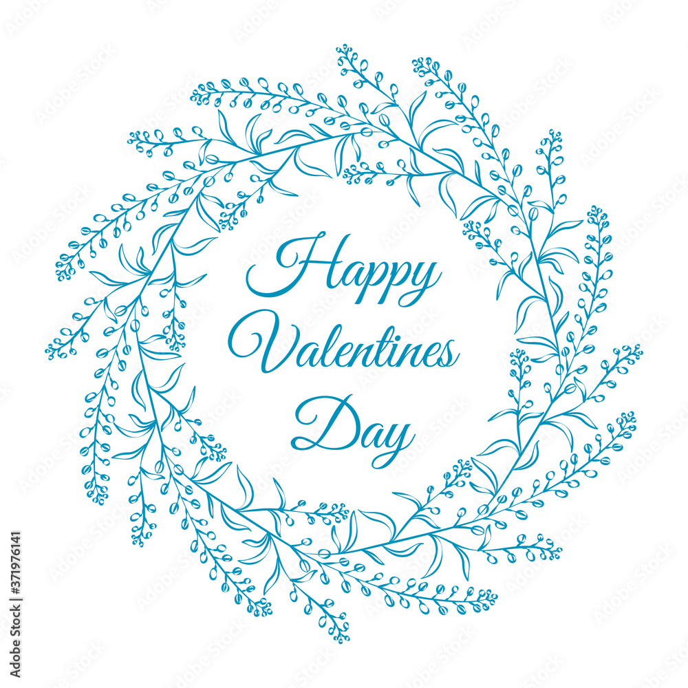 Valentines Day flower wreath for greeting card. Vector illustration Valentines Day flower wreath for greeting card. Vector illustration