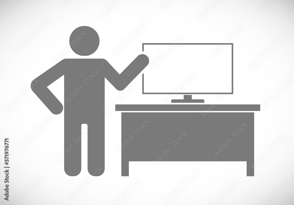 lecturer with computer monitor lecturer with computer monitor