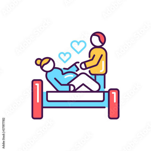 Partner childbirth color line icon. Pictogram for web, mobile app, promo. UI UX design element.