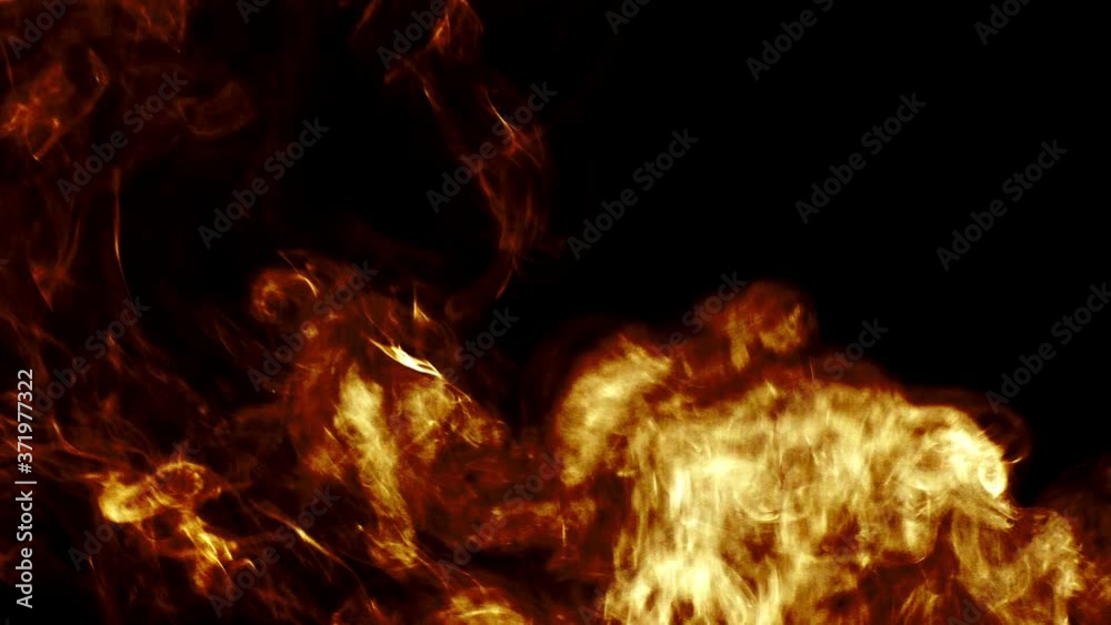 Video of flame, red fire, smoke in the dark