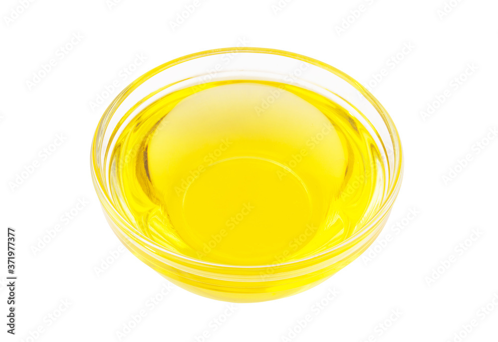 Cooking oil in glass bowl isolated Cooking oil in glass bowl isolated