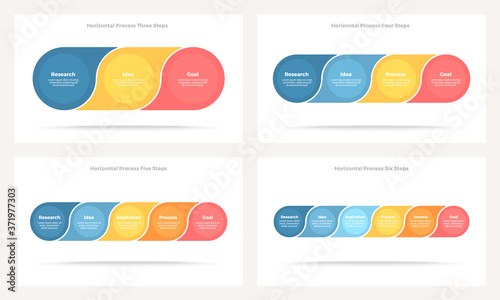 Business infographics. Timeline with 3, 4, 5, 6 steps, options, sections. Vector template.