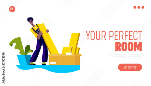 Landing page for furniture service: delivery, installing, unpacking, uploading and assembly