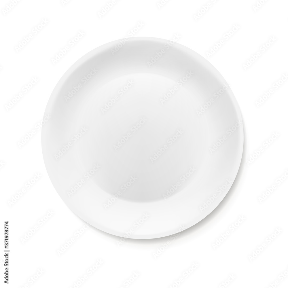 White plate icon isolated on white background. Vector illustration. White plate icon isolated on white background. Vector illustration.