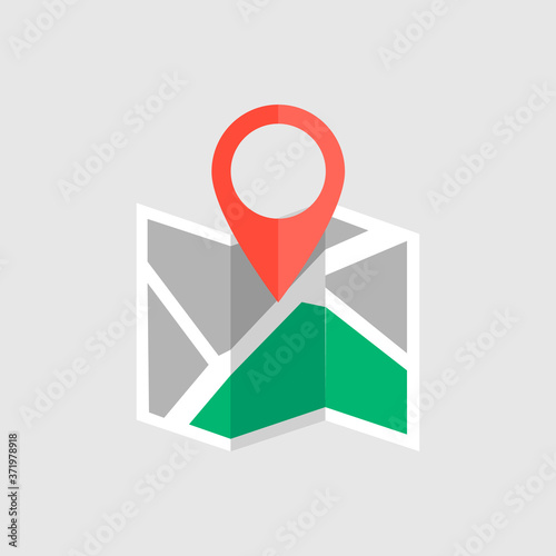 Flat colored location icon isolated on white background. Vector illustration.