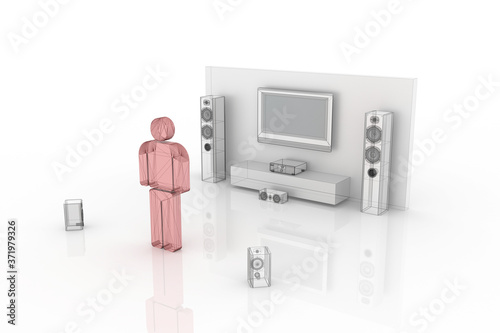 Abstract home interiors, copy space mockup illustration, original 3d rendering