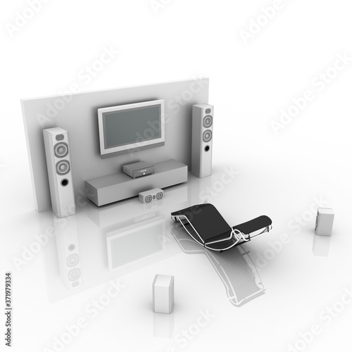 Abstract home interiors, copy space mockup illustration, original 3d rendering