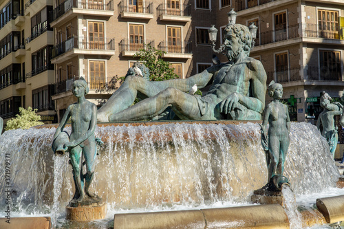 Valencia, the Cathedral of Santa Maria and its square, the Rio Turia Fountain photo