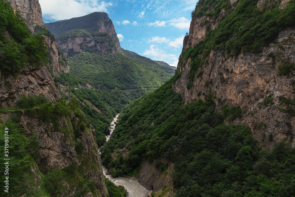 Cherek Gorge in Kabardino-Balkaria in the North Caucasus. River Cherek. Russia