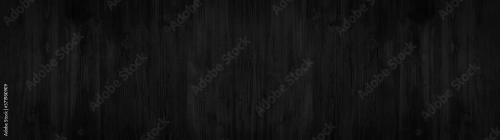 Naklejka premium old black grey rustic dark wooden texture - wood background panorama long banner