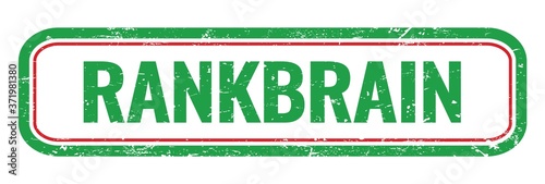 RANKBRAIN green grungy rectangle stamp. photo