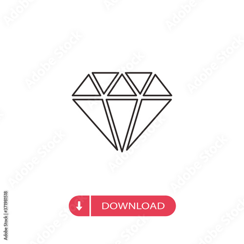 Diamond icon vector. Crystal sign