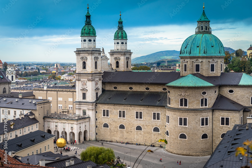 Roofs of the ancient city of Salzburg, Austria.