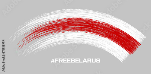 Belarus white-red-white flag. Elections in Belarus 2020. Long live Belarus. Symbol of protest and disagreement. Vector stock illustration. Gray background