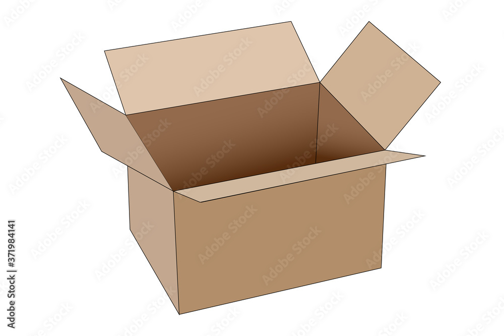 Сardboard box isolated on white background, vector illustration. Empty space for your design. Delivery concept in Coronavirus COVID-19 pandemic in quarantine