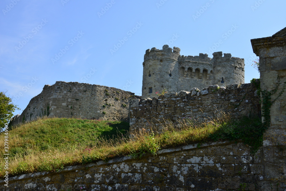 The outer walls of a castle in the UK.
