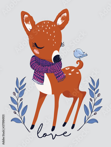 Cute doe vector illustration.
