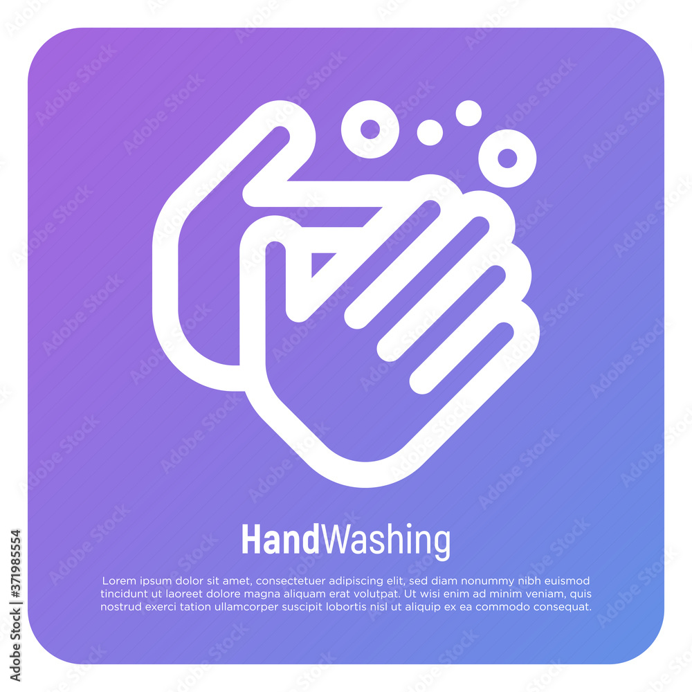 Wash your hands with soap thin line icon. Vector illustration of disinfection and hygiene for health. Wash your hands with soap thin line icon. Vector illustration of disinfection and hygiene for health.