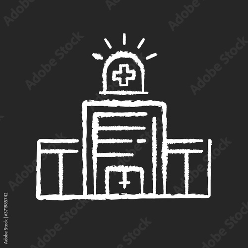 Walk in clinic chalk white icon on black background