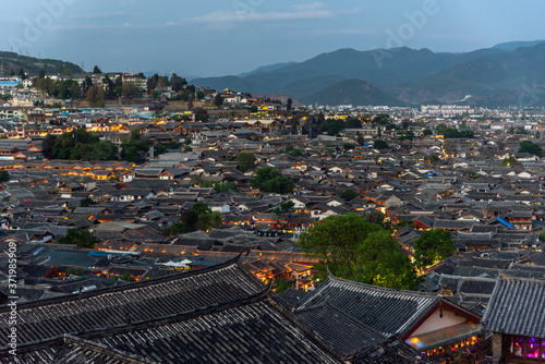 aerial view of the city on Lijiang,China