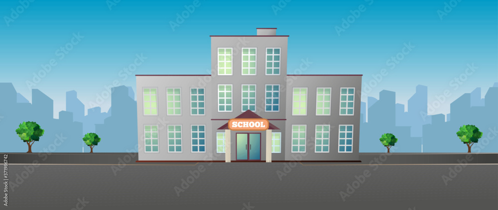 Big school in a flat style.
Injection from large parks. Vector. Big school in a flat style.
Injection from large parks. Vector.