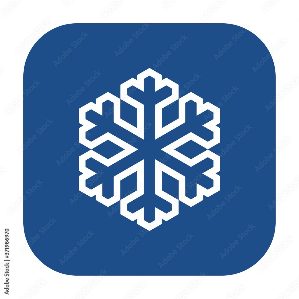 Blue rounded square snowflake outline icon, button isolated on a white background. EPS10 vector file Blue rounded square snowflake outline icon, button isolated on a white background. EPS10 vector file