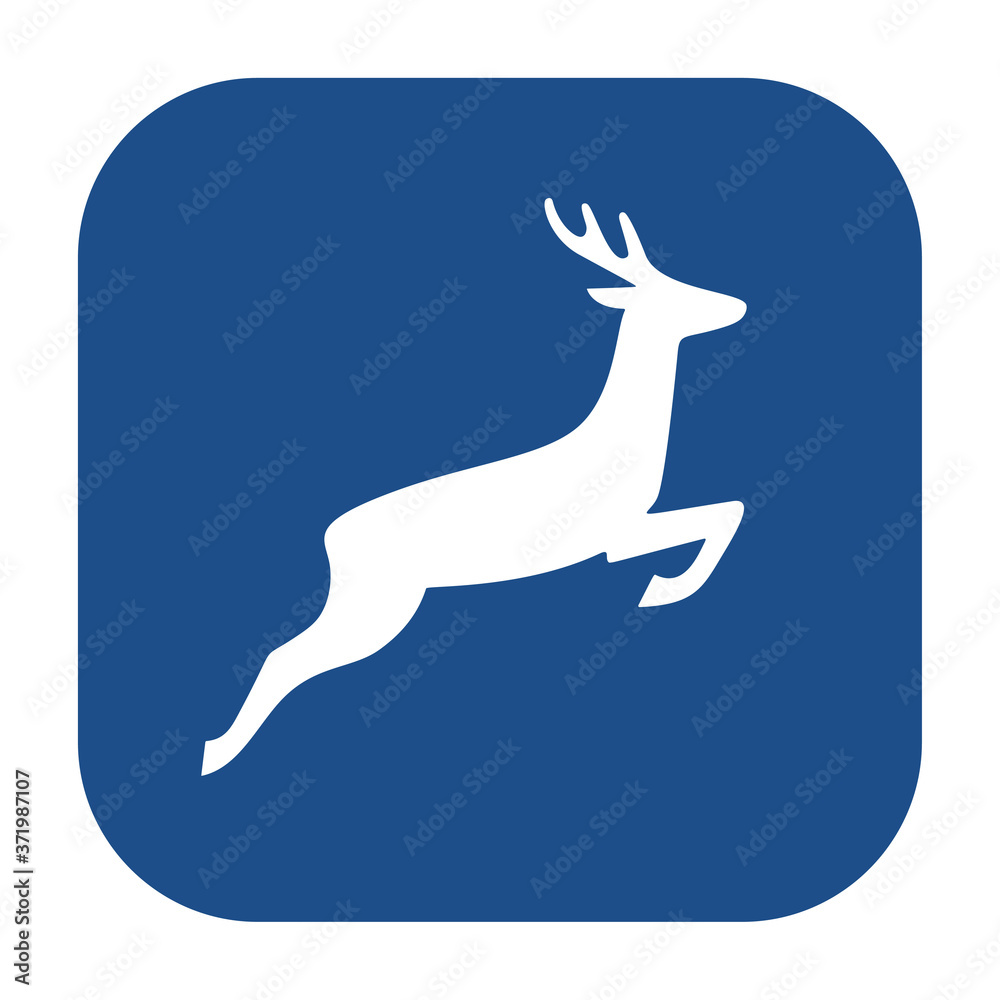 Blue rounded square deer icon, button isolated on a white background. EPS10 vector file Blue rounded square deer icon, button isolated on a white background. EPS10 vector file