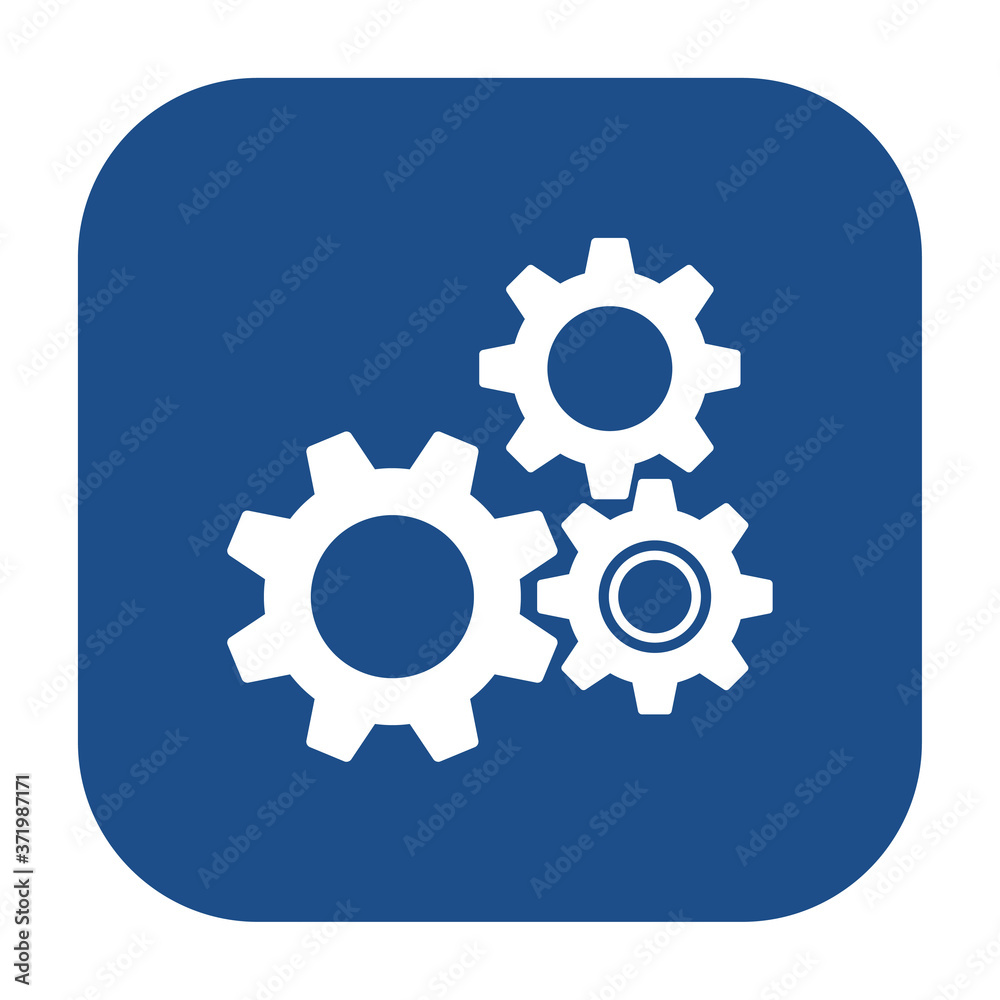 Blue rounded square gear wheels icon, button isolated on a white background. EPS10 vector file Blue rounded square gear wheels icon, button isolated on a white background. EPS10 vector file