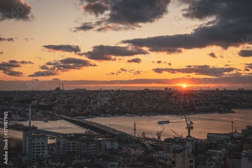 sunset over the city on Istanbul © Peerawat