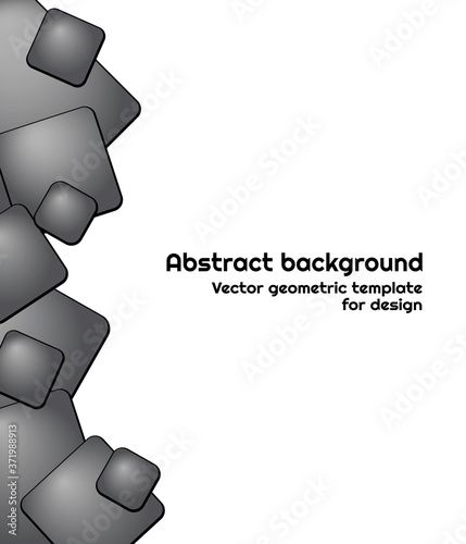 Vector illustration with grey three-dimensional squares. Modern background of monochrome rhombuses in the form of volumetric convex shapes. Abstract geometric pattern.