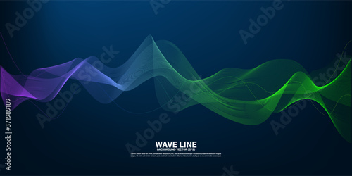 Blue and green Sound wave line curve on dark background. Element for theme technology futuristic vector