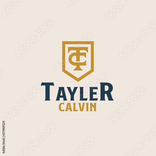 Initial TC CT C T monogam emblem logo template. Vector illustration