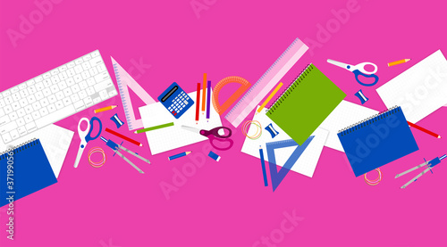 sfondo, materiale scolastico, scuola, studiare