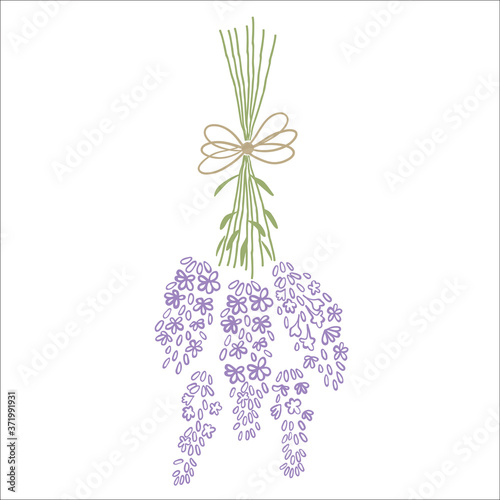Fresh cut fragrant lavender plant flowers bunch and single, realistic icons set isolated vector illustration