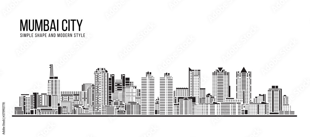 Cityscape Building Abstract Simple shape and modern style art Vector design - Mumbai city (Worli)