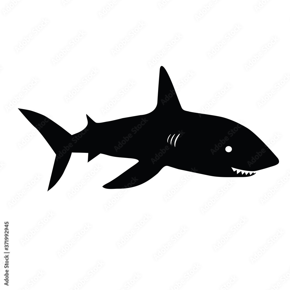 Shark vector silhouettes set. Sea fish, animal swimming, fauna illustration Shark vector silhouettes set. Sea fish, animal swimming, fauna illustration