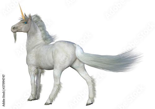 3D Rendering Fairy Tale White Unicorn on White © photosvac