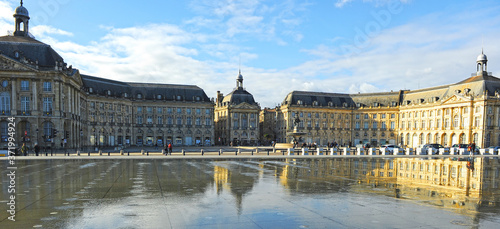 Water mirror on Place de la Bourse in Bordeaux, France