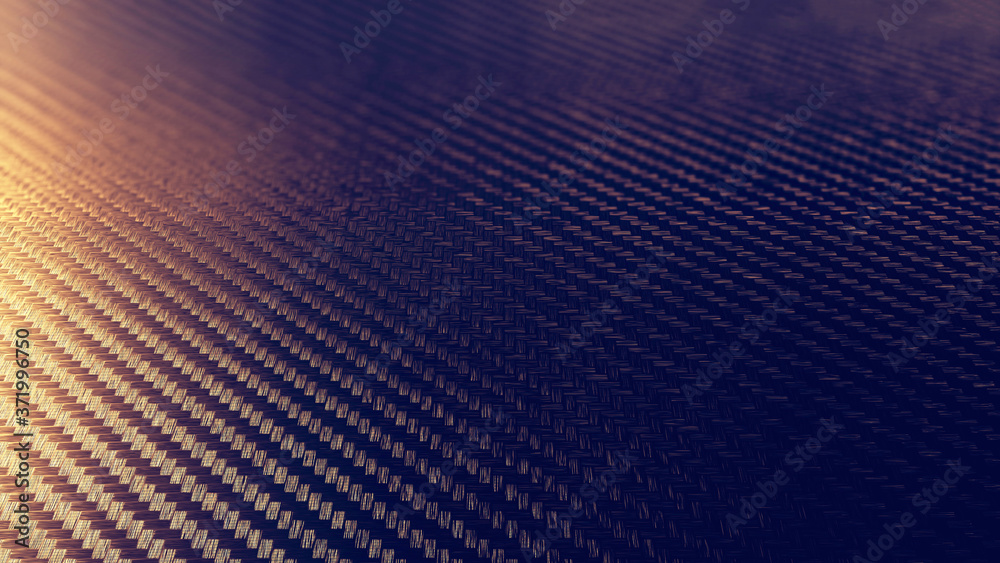 Carbon gold texture futuristic background. 3D rendering