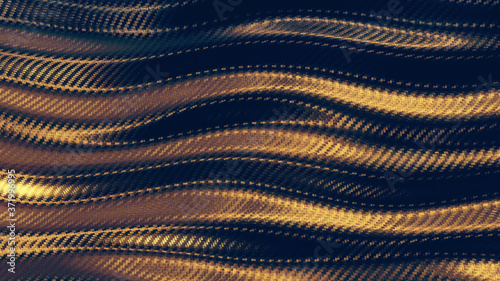 Wallpaper Mural Carbon wave gold soft texture pattern background. 3D rendering Torontodigital.ca