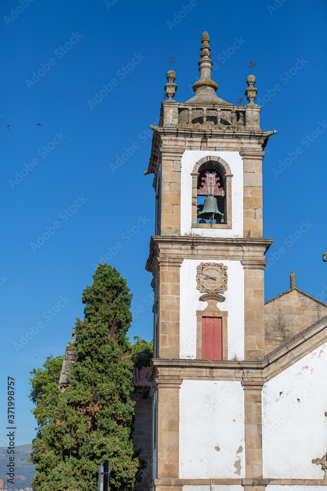 View of a tower bell at the Vila Real Cathedral Cathedral, in Vila Real Downtown