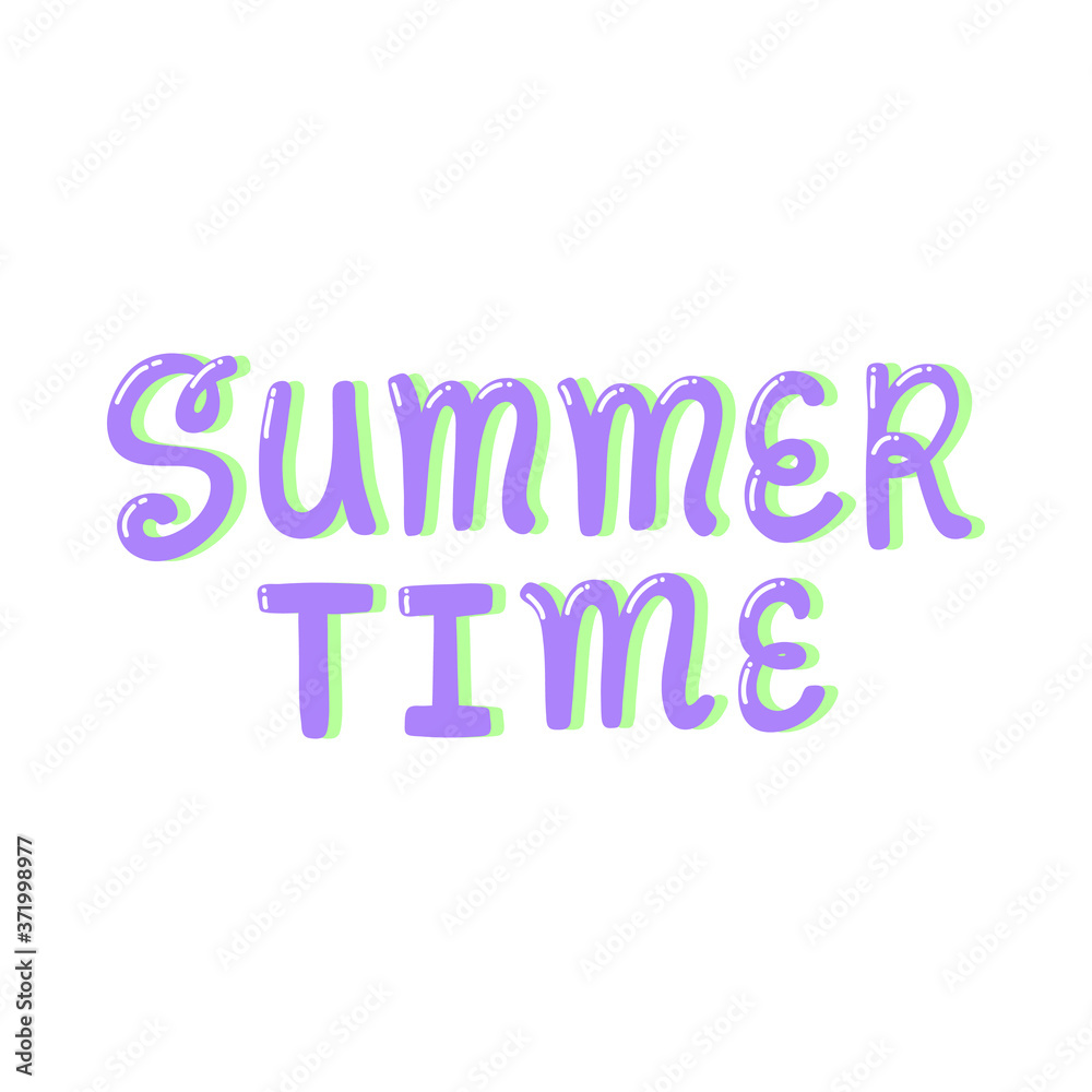 Summer Time. Placard template with calligraphic design flat design elements. Retro art for covers, banners, flyers and posters. Eps vector illustration