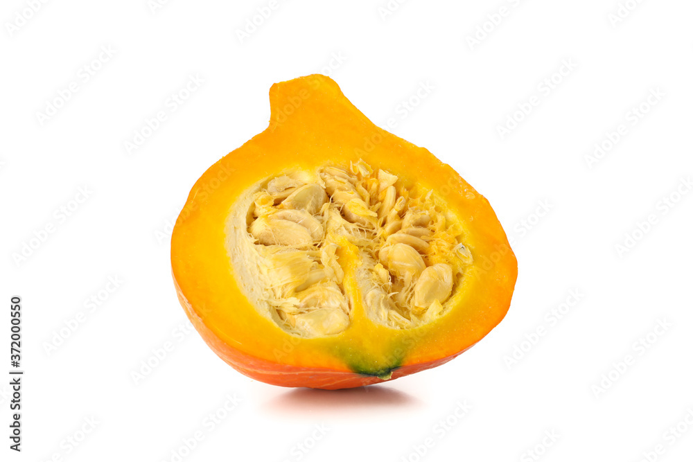Half of pumpkin isolated on white background