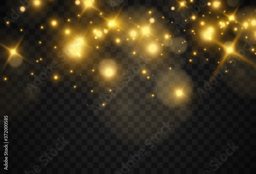 Bright beautiful star.Vector illustration of a light effect on a transparent background.